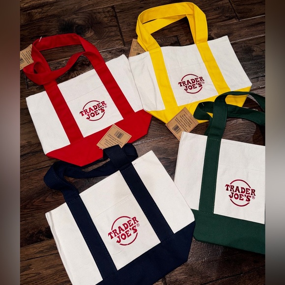 Trader Joe's Mini Tote Bag Set - Red, Yellow, Green, Blue - Picture 3 of 3